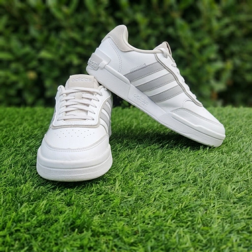 Adidas Cloudfoam Super White & Grey Casual Sneakers (Women's Size 6 US / UK 4.5) - Image 3