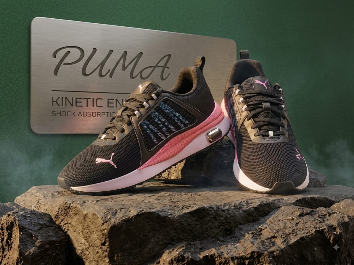 Puma Women’s Black & Pink Athletic Sneaker (Mesh Running Shoe)